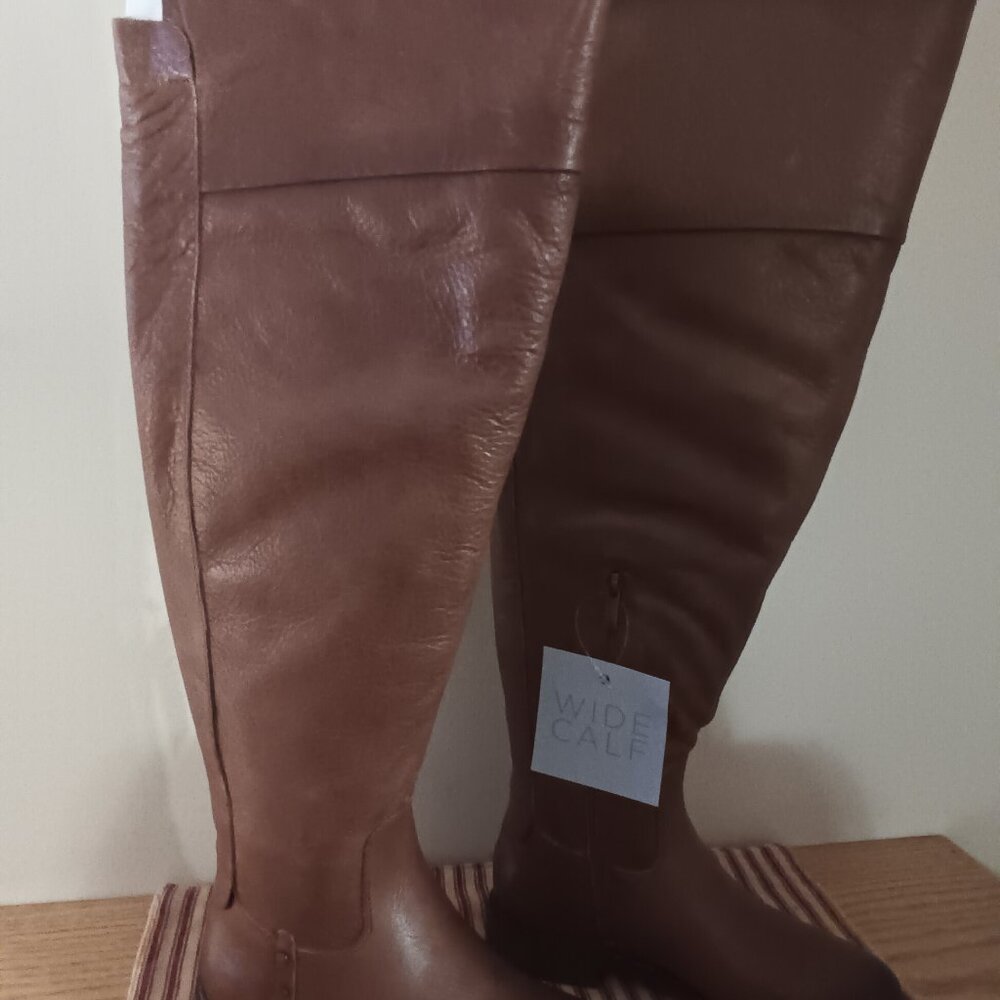 Franco Sarto Cognac Haleen Wide Calf Boots Size 6M
